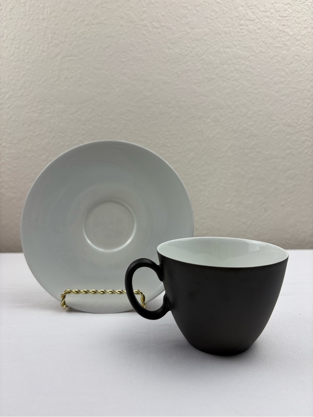 Vintage 1961 Raymond Loewy Continental Charcoal Teacup and Saucer Set